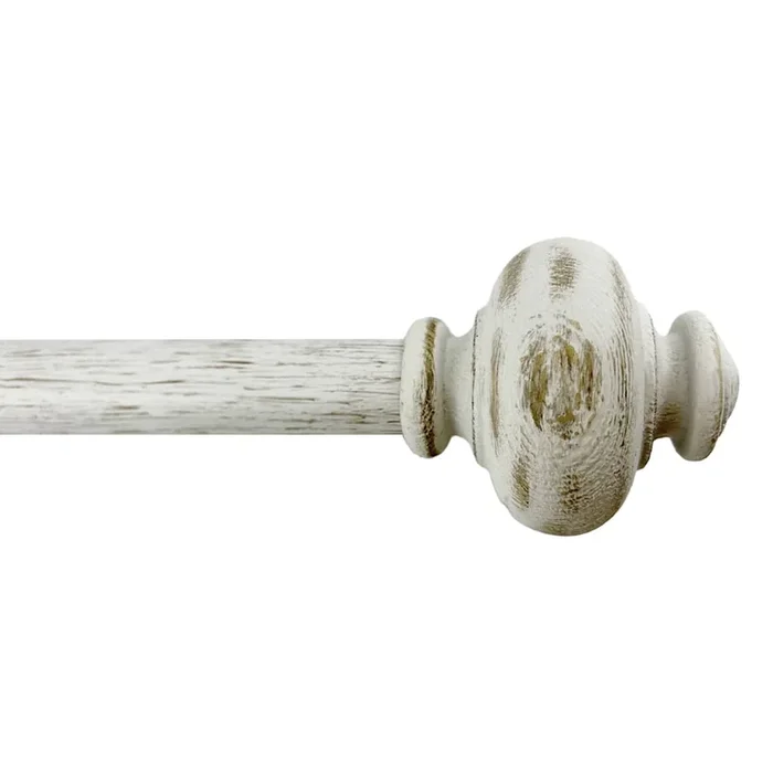 Atlanta 1″ White Wood Urn Style Curtain Rod, 36-72″