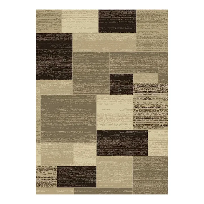 (B446) Romance Tan & Brown Geometric Area Rug, 5×7