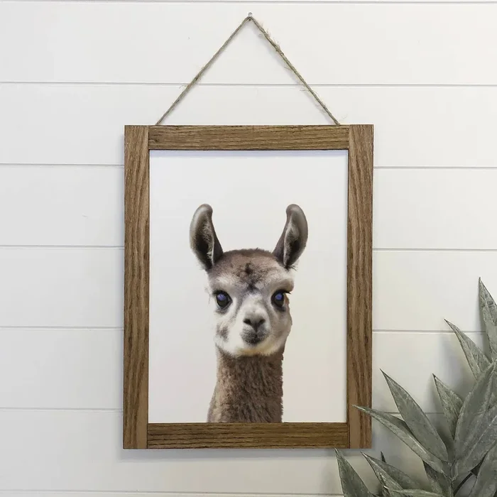 Baby Llama Wood Farmhouse Sign Cute Animal Wall Art