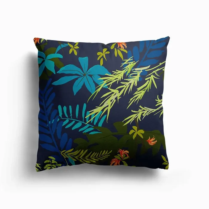 Bamboo & Orange Flower Canvas Cushion by Rosie Reiter