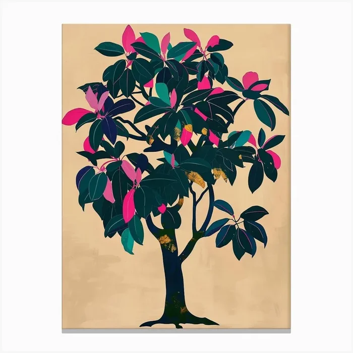 Banyan Tree Colourful Illustration 4 Canvas Print by Bough And Bloom Artistry