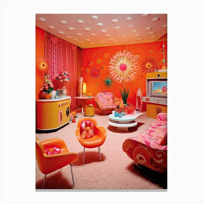 Barbie Retro Home Interior Kitsch 4 Canvas Print by Bubblegum Kitsch