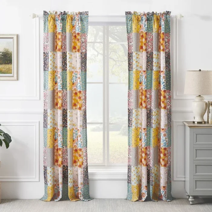 Barefoot Bungalow Carlie Curtain Panel Pair – Set of 2 – 50×84″ and 3×24″, Calico