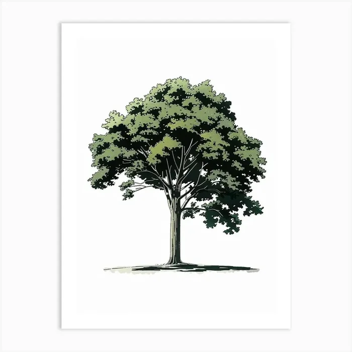 Beech Tree Pixel Illustration 2 Art Print by Bough And Bloom Artistry