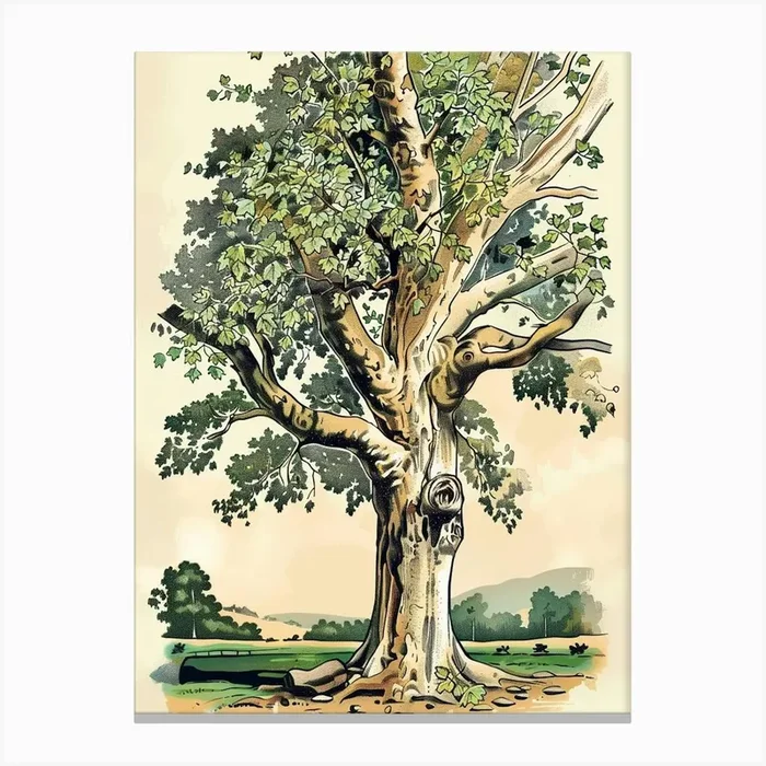 Beech Tree Storybook Illustration 2 Canvas Print by Bough And Bloom Artistry