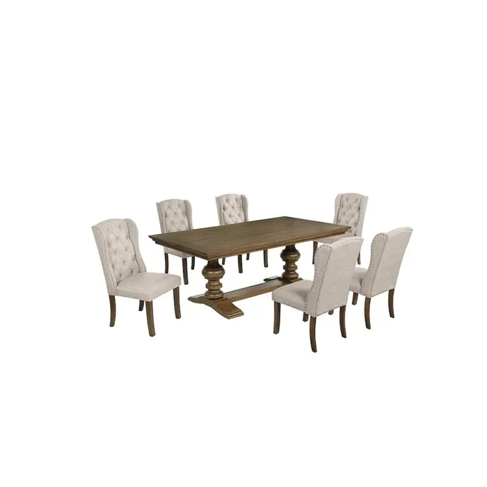 Best Quality Furniture Traditional Dinging Set With 4 Beige Side Chairs And One 72 Wood Dining Table