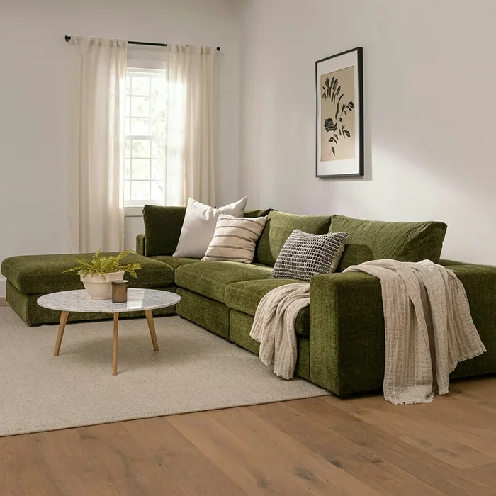 Beta 133.5″ Left Modular Sectional – Cypress Green