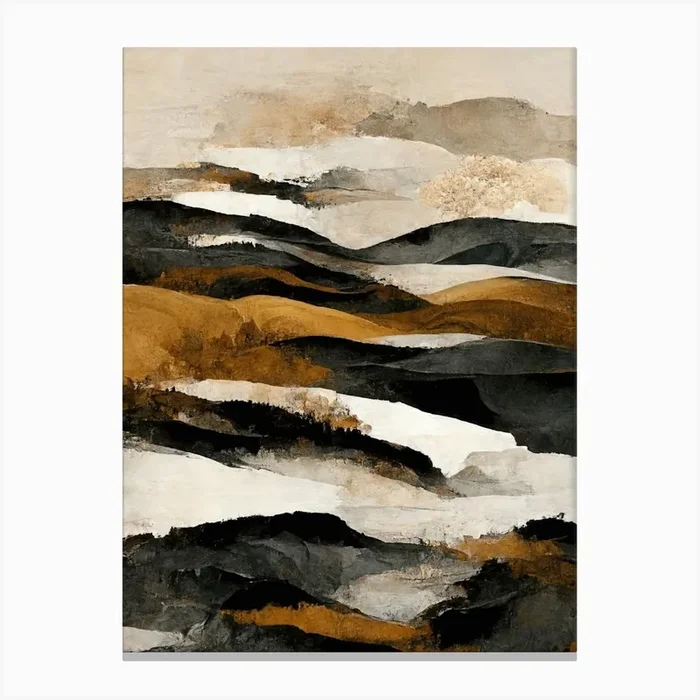 Black And Ochre Mountains No 2 Canvas Print by Treechild