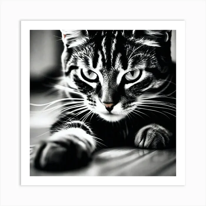 Black And White Cat 20 Art Print by Noctarius