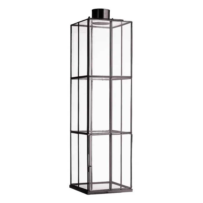 Black Metal Rectangle Cutout Oversized Lantern, 30″