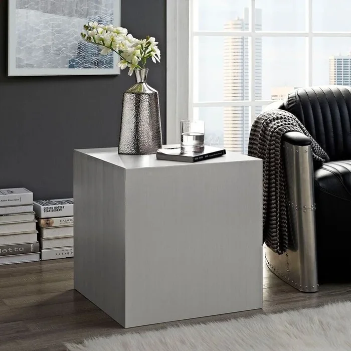 Block Stainless Steel Side Table