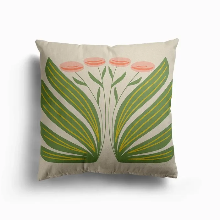 Blooming Orange Flower Canvas Cushion by Rebecca Woolbright