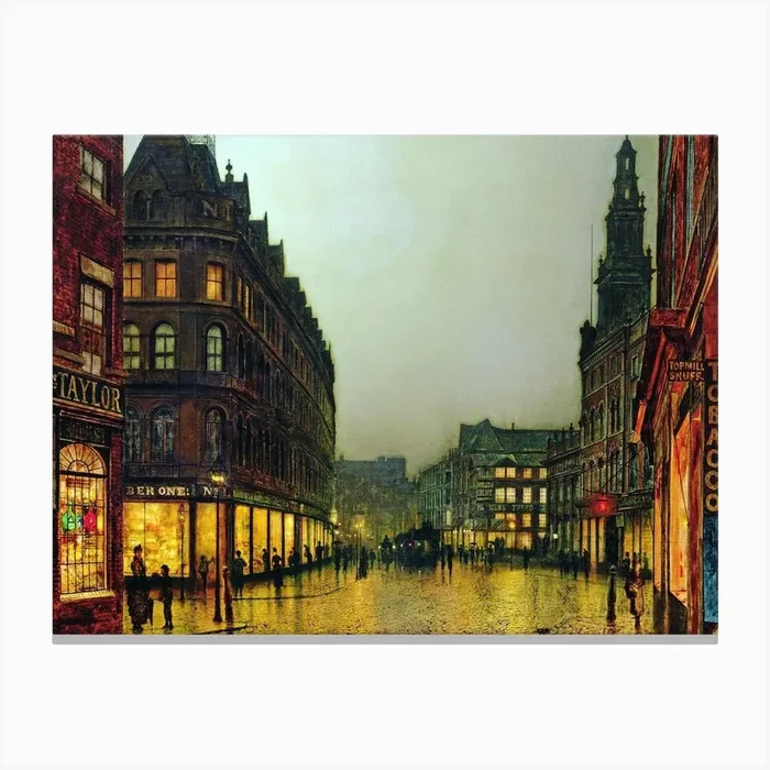Boar Lane, Leeds, 1881 By John Atkinson Grimshaw Canvas Print by Fy! Classic Art Prints and Posters