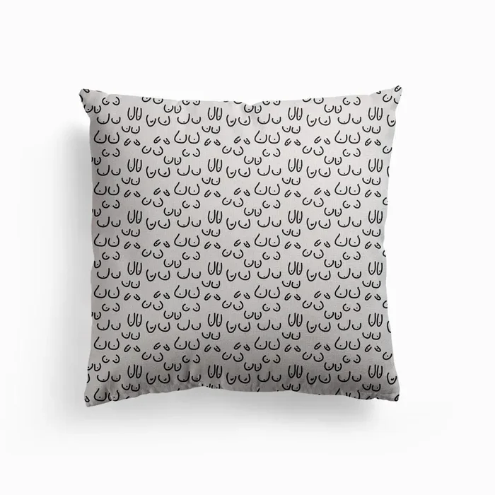 Boobies White Canvas Cushion by Mambo