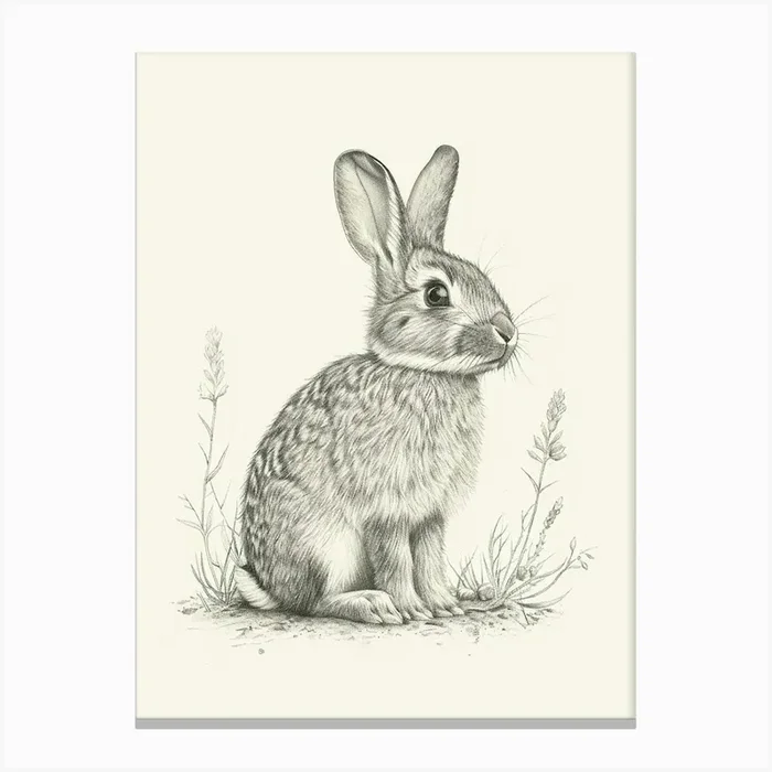 Britannia Petite Rabbit Drawing 3 Canvas Print by Ritual Art Prints