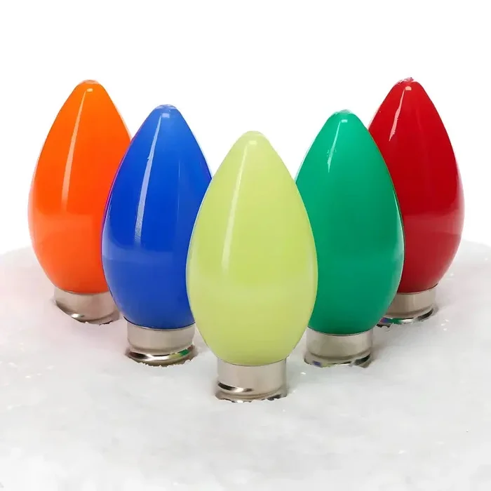 C7 Multicolor Red, Blue, Green, Orange, Gold Smooth ProCore LED Christmas Light Bulbs