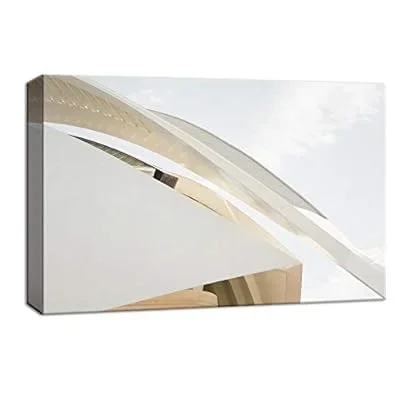 Canvas Wall Art Modern Architechture Building in White Painting Painting Artwork for Home Decor Framed 24×36 inches