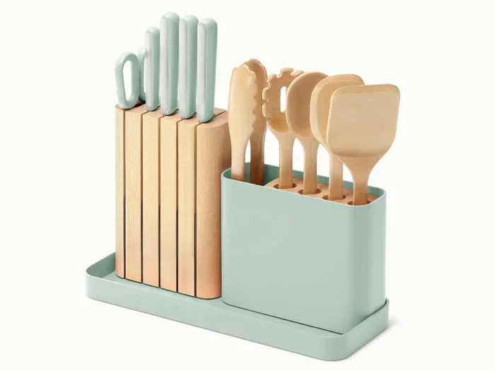 Caraway Prep Set in Mist – 14 Piece Knife & Utensil