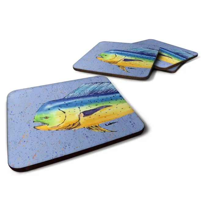 Caroline’s Treasures 8521FC Dolphin Mahi Mahi Foam Coasters (Set of 4), 3.5 H x 3.5 W, Multicolor
