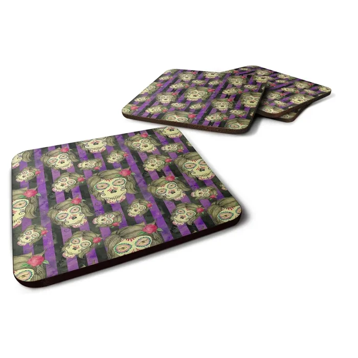 Caroline’s Treasures Watecolor Day of the Dead Halloween Decorative coasters, 3.5, Multicolor