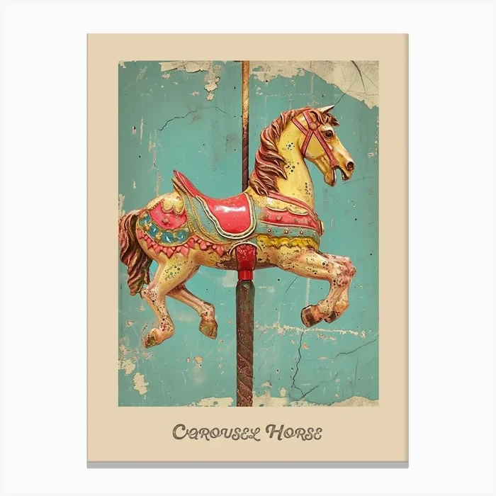 Carousel Vintage Poster 1 Canvas Print by Bubblegum Kitsch