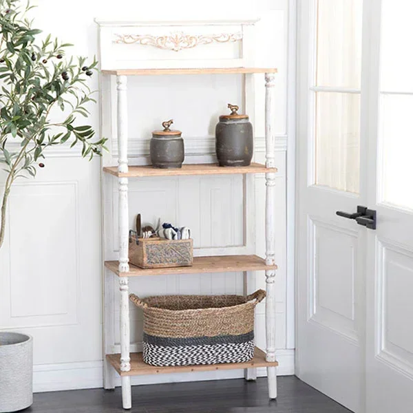 Carved Wooden Cottage Shelving Unit – Decor Steals