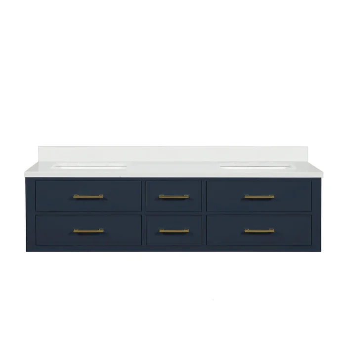 Castor 72 in W x 22 in D Blue Double Bath Vanity and Cultured Marble Top