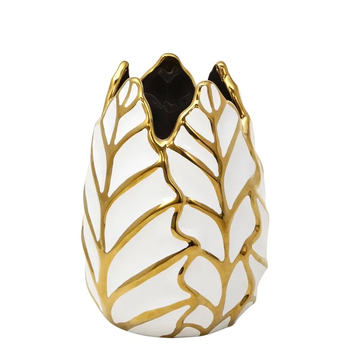 Ceramic Leaf with Gold Vase