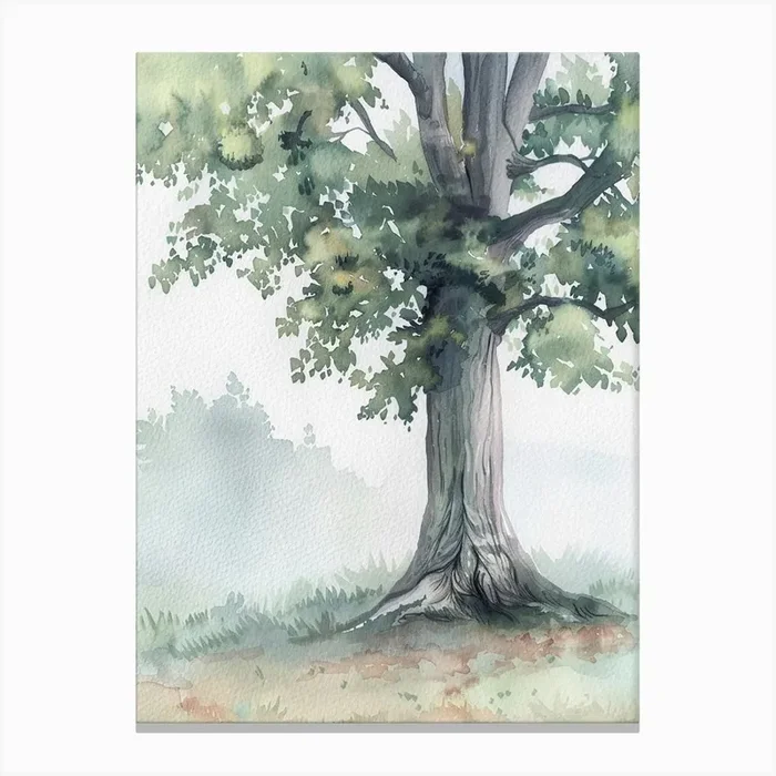 Chestnut Tree Atmospheric Watercolour Painting 3 Canvas Print by Bough And Bloom Artistry