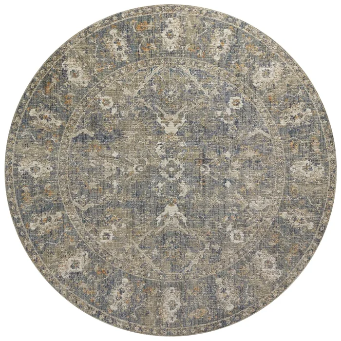 Chris Loves Julia x Loloi Rug in Sand, Lagoon – 7’9″ x 7’9″ Round