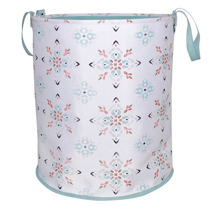 Collapsible Laundry Hamper with Handles, Teal & Orange
