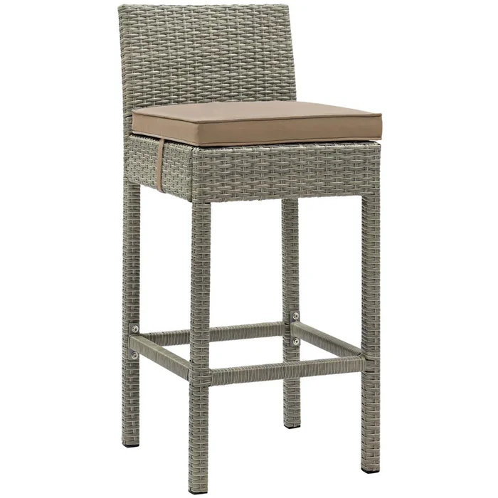 Conduit Outdoor Patio Wicker Rattan Bar Stool – Light Gray Mocha EEI-2800-LGR-MOC