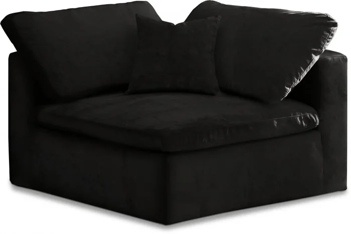 Cozy Velvet Upholstered Overstuffed Fiber Filled Comfort Comfort Corner Modular Chair