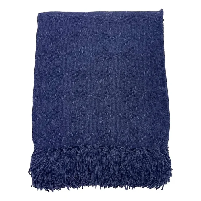Crosby St. Navy Blue Jacquard Woven Throw Blanket, 50×60