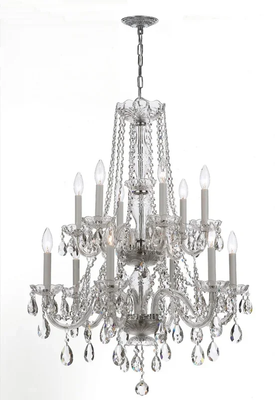 Crystorama – 1137-CH-CL-SAQ – 12 Light Chandelier – Traditional Crystal – Polished Chrome – 1137CHCLSAQ