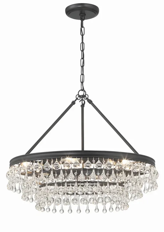 Crystorama – 237-MK – Six Light Chandelier – Calypso – Matte Black – 237MK