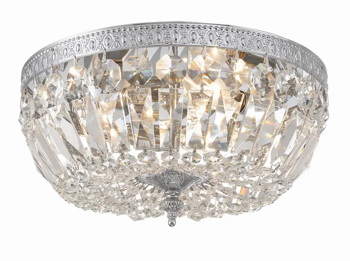 Crystorama – 712-CH-CL-SAQ – Three Light Flush Mount – Ceiling Mount – Polished Chrome – 712CHCLSAQ