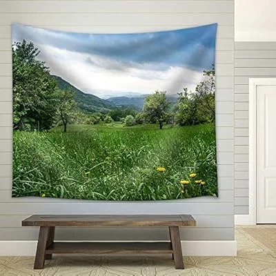 Dandelions in Green Grass in Untouchable Nature Field – Fabric Wall Tapestry Home Decor – 68×80 inches