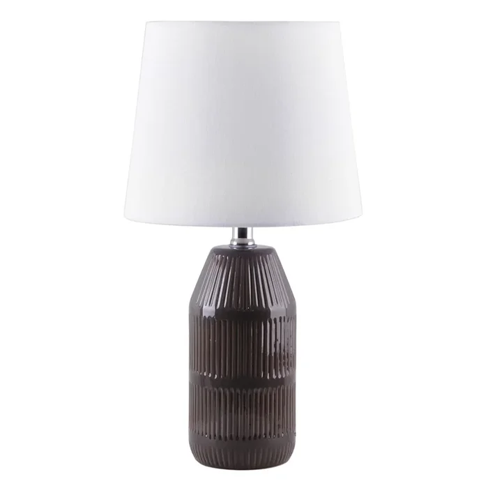 Dark Grey Cream Line Accent Lamp with Shade, 20″