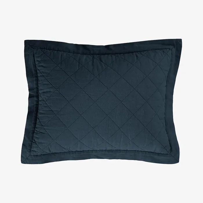 Diamond Linen & Cotton Quilted Boudoir Pillow – Navy by HiEnd Accents