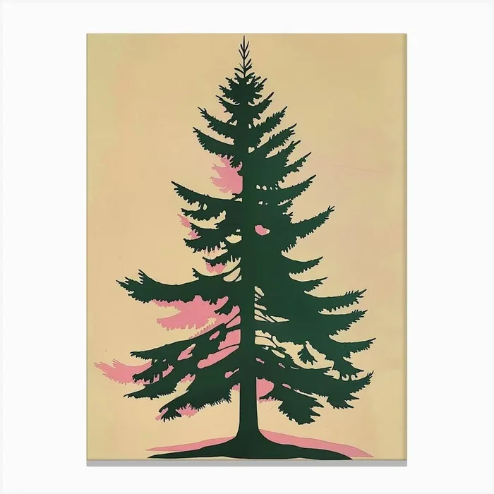 Douglas Fir Tree Illustration Colourful 2 Canvas Print by Bough And Bloom Artistry