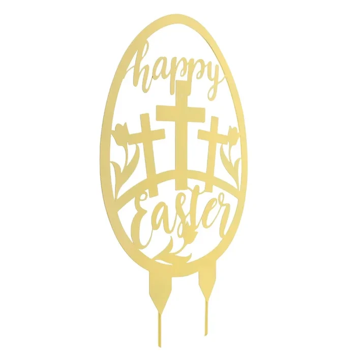 Easter Egg with Crosses Metal Yard Stake, 18″
