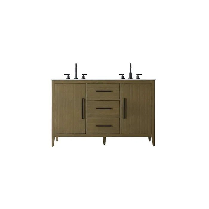 Elegant Kitchen and Bath 54 Inch Double Bathroom Vanity In Chestnut Brown