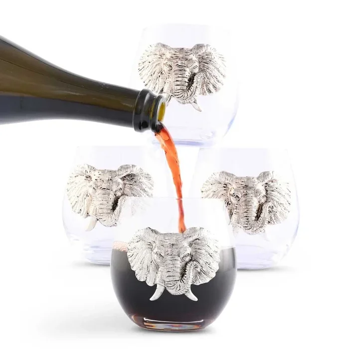 Elephant Stemless Wine Glass – Set of 4 by Arthur Court Designs