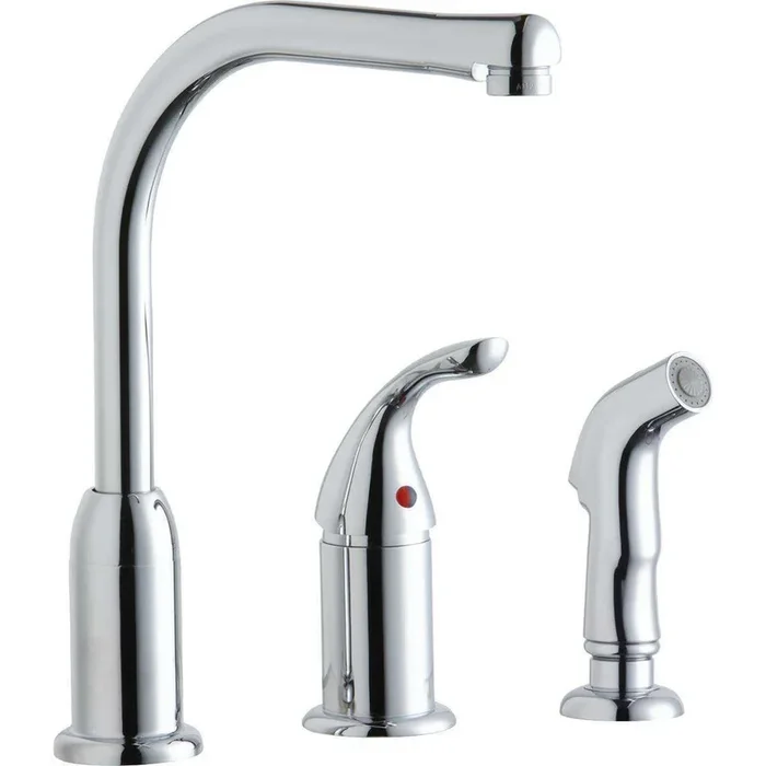 Elkay Everyday Kitchen Deck Mount Faucet with Remote Lever Handle and Side Spray Chrome LK3001CR