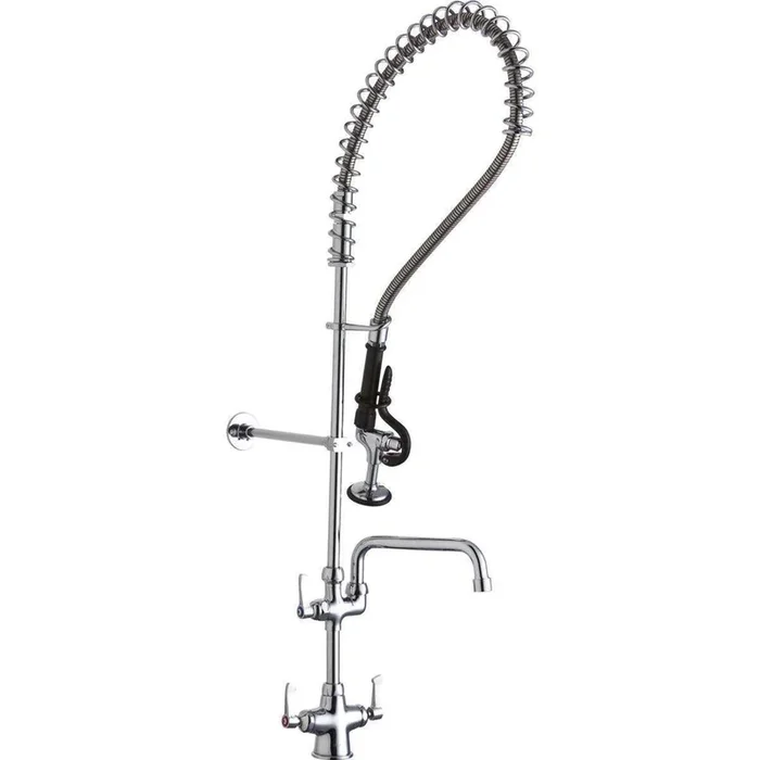 Elkay Single Hole Concealed Deck Mount Faucet 44in Flexible Hose with 1.2 GPM Spray Head + 10in Arc Tube Spout 2in Lever Handles LK543AF10LC