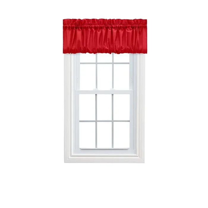 Ellis Stacey 1.5″ Rod Pocket High Quality Fabric Solid Color Window Balloon Valance 60″x15″ Red