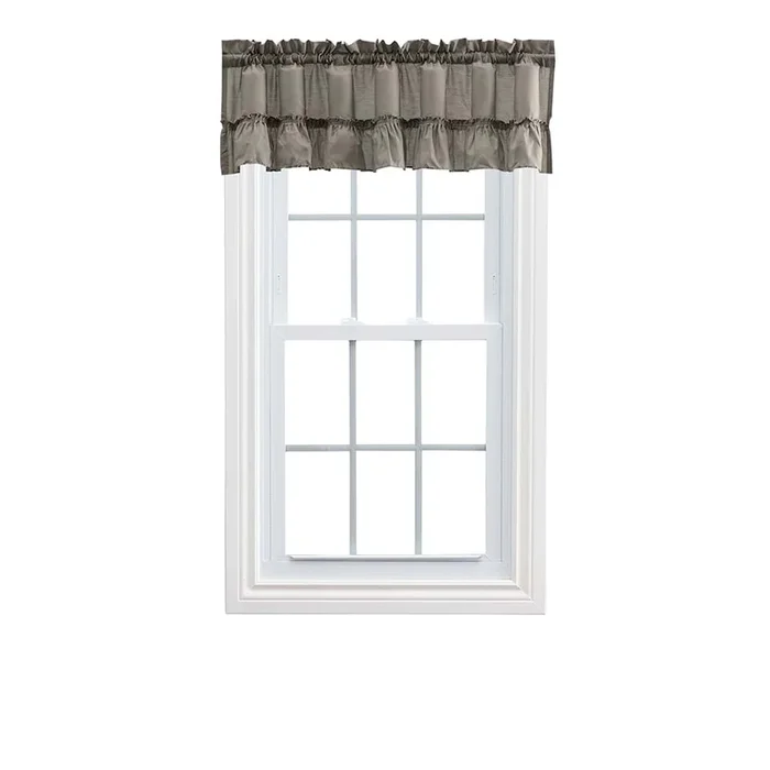 Ellis Stacey 1.5″ Rod Pocket High Quality Fabric Solid Color Window Ruffled Filler Valance 54″x13″ Grey