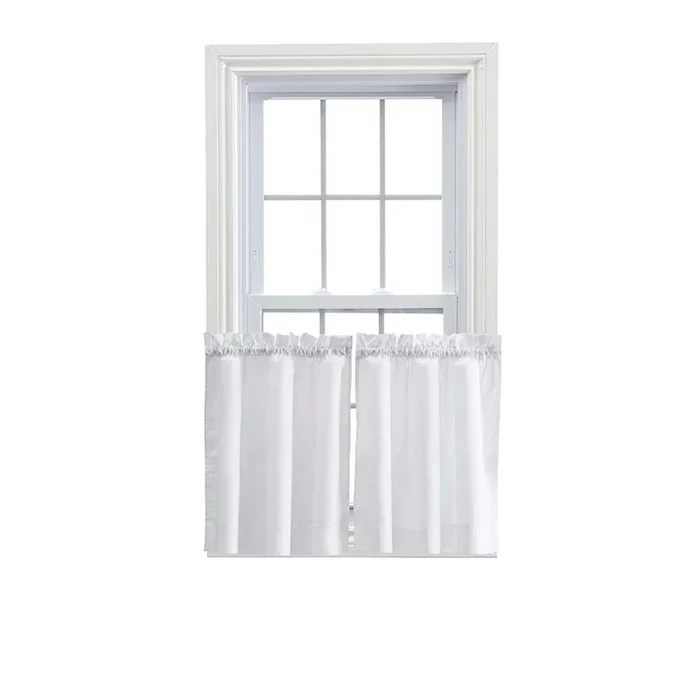 Ellis Stacey 1.5″ Rod Pocket High Quality Fabric Solid Color Window Tailored Tier Pair 56″x24″ White