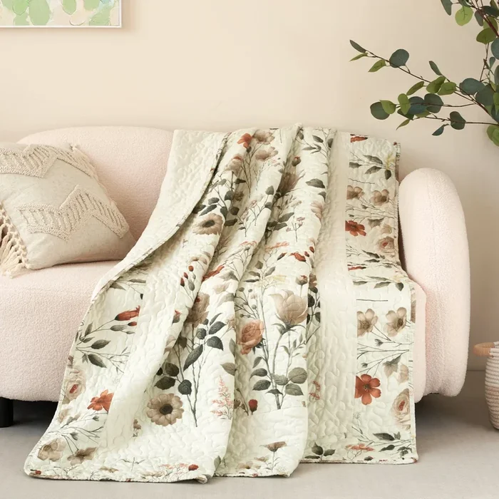 Enchanted Meadow Reversible Floral Cozy Lightweight Lap Throw – Perfec – Decor Steals
